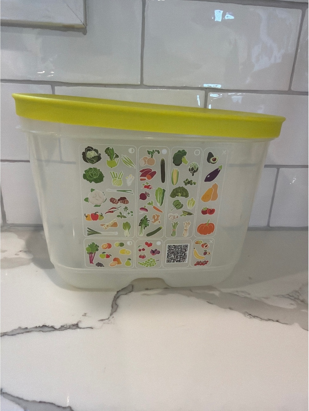 Tupperware 1.8L Plastic Food Storage Container with Yellow Lid